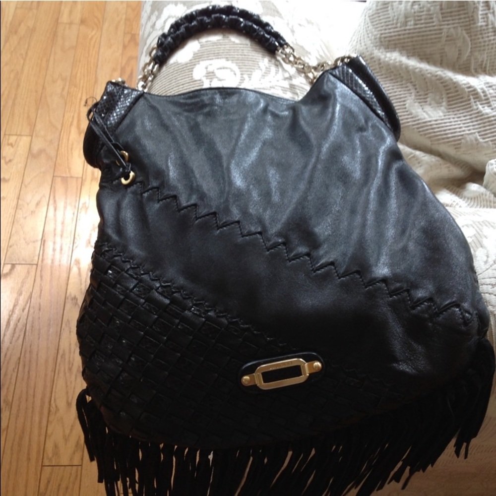 Jimmy Choo Lambskin Leather Fringe Tatum bag